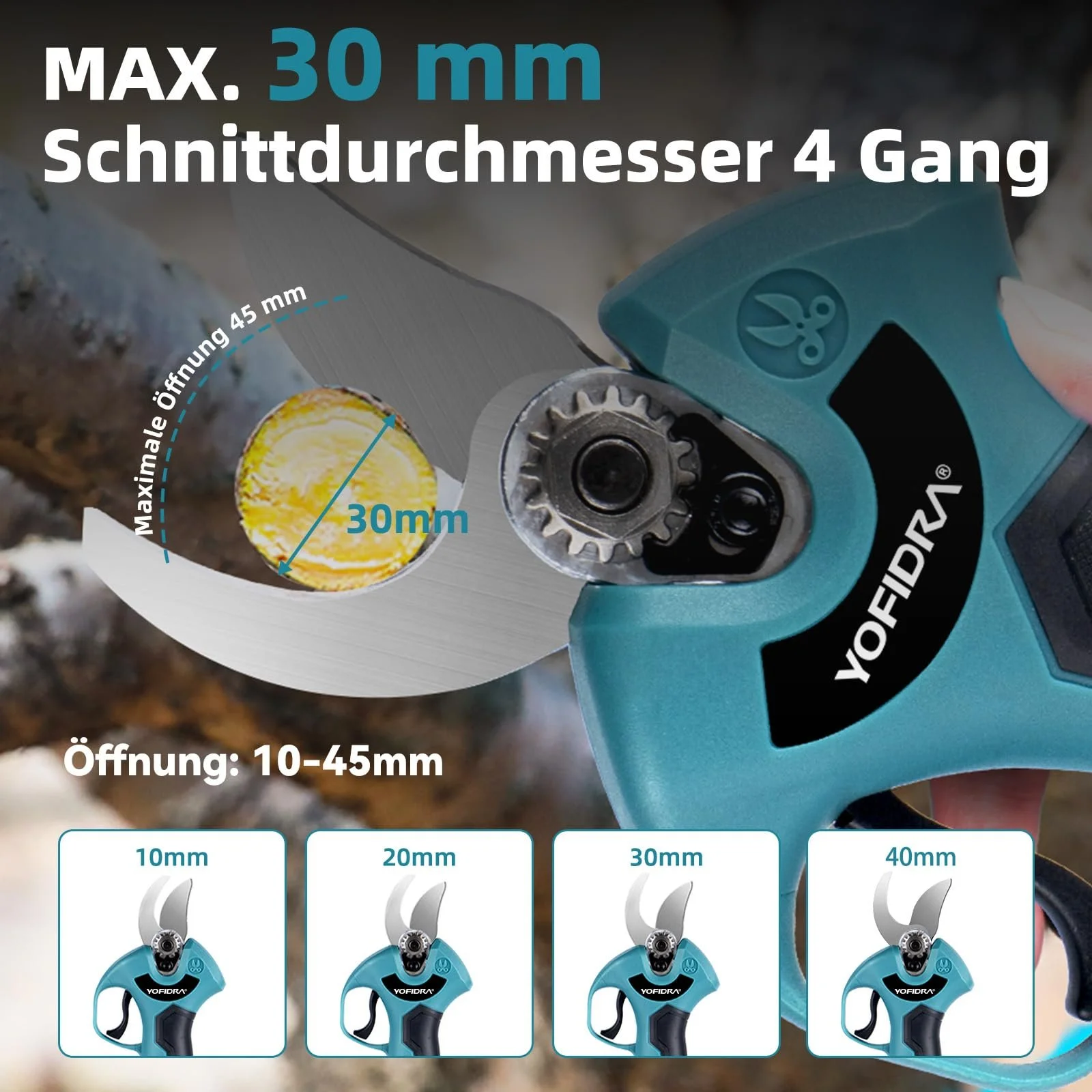 Акумуляторні ножиці Yofidra 800 Вт, діаметр різання 30 мм, фото №2