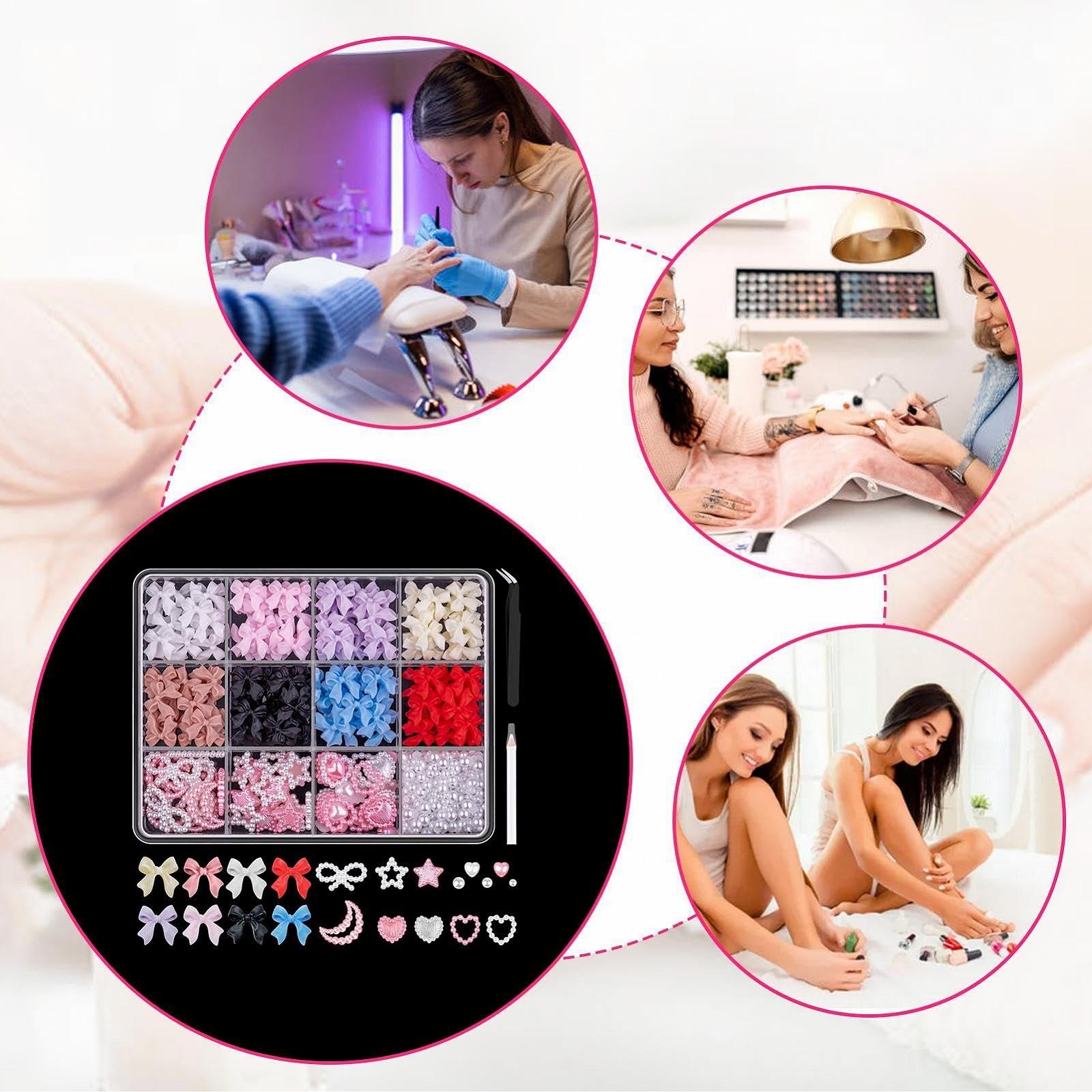 Украшение для ногтей Бант с жемчугом | Аксессуары для ногтей Crafts Design, жемчуг разных форм, сердце, звезда украшения для ногтей для украшения, фото №4