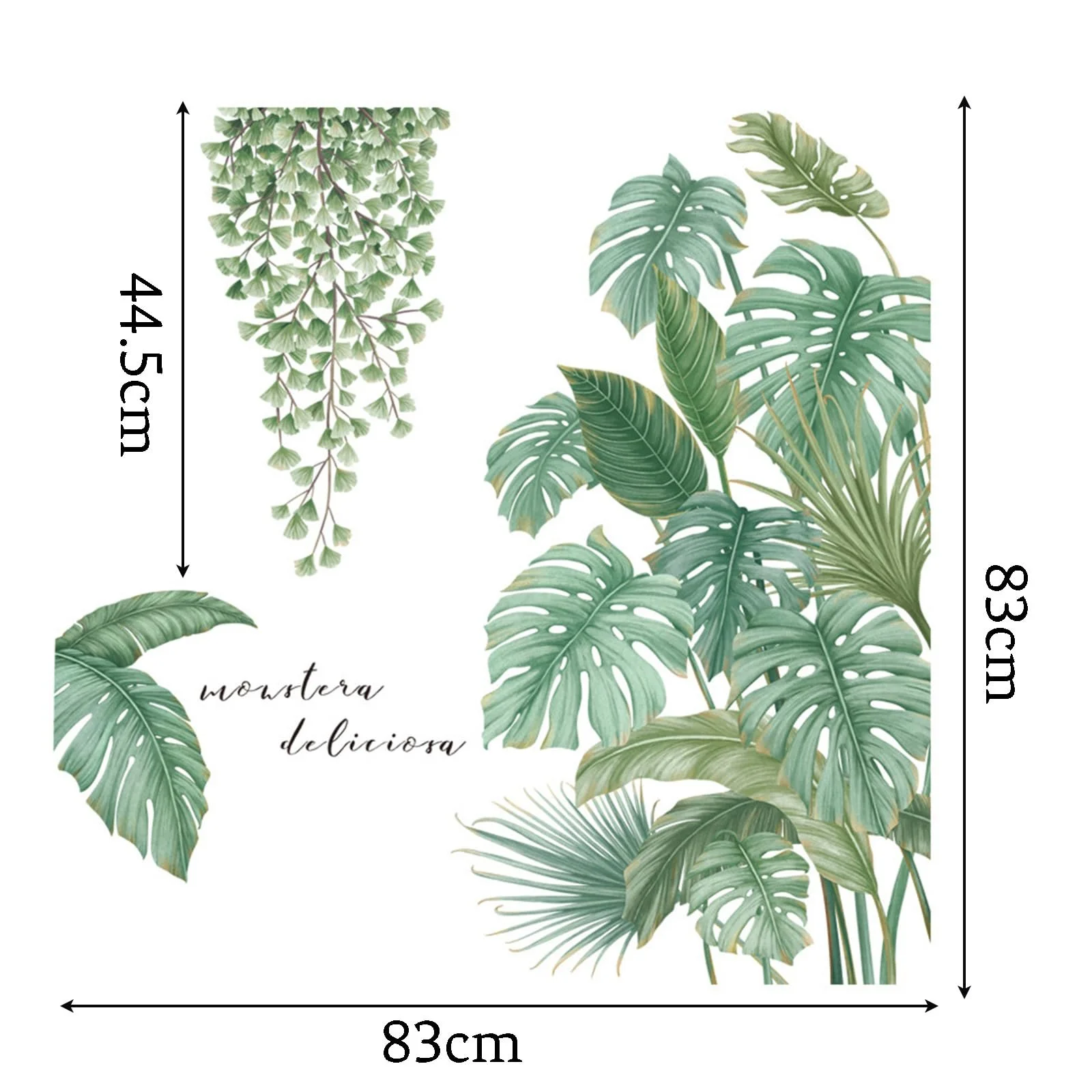 Наклейка на стіну Тропічне листя зелена, фото №2