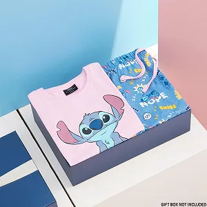 Піжама Disney Stitch Дитяча для дівчат, футболка та шорти, комплект для дітей та підлітків synthetic.ua - Фото 1