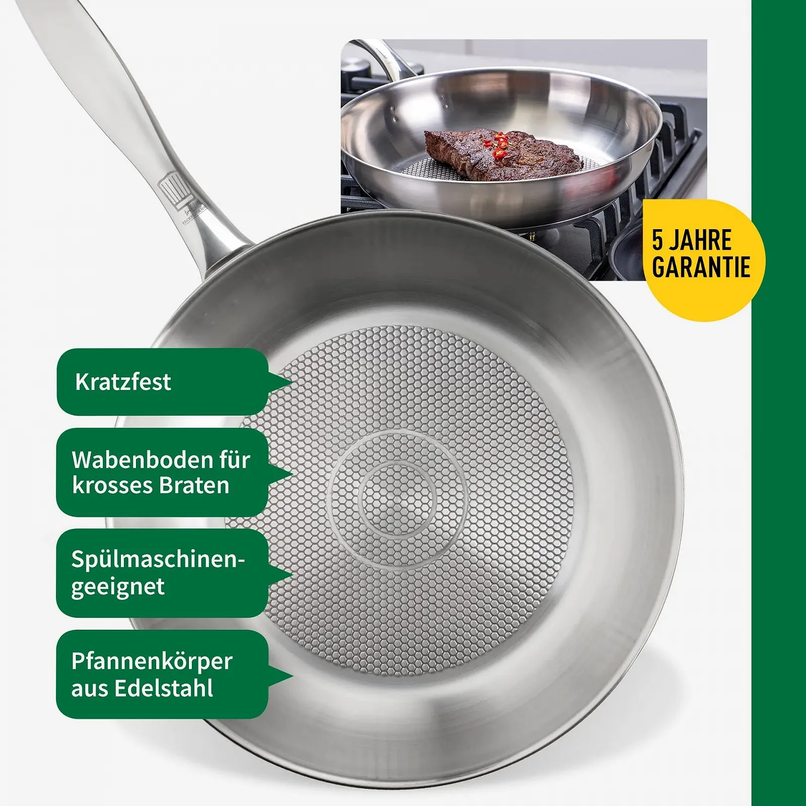 Сковорода Chefkoch trifft Fackelmann Stainless Steel 28 см, нержавеющая сталь 18/10, фото №3