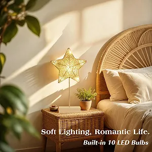 Настольная лампа Lewondr Star Shape LED На батарейках Пластиковое основание Теплый белый synthetic.ua - Фото 1