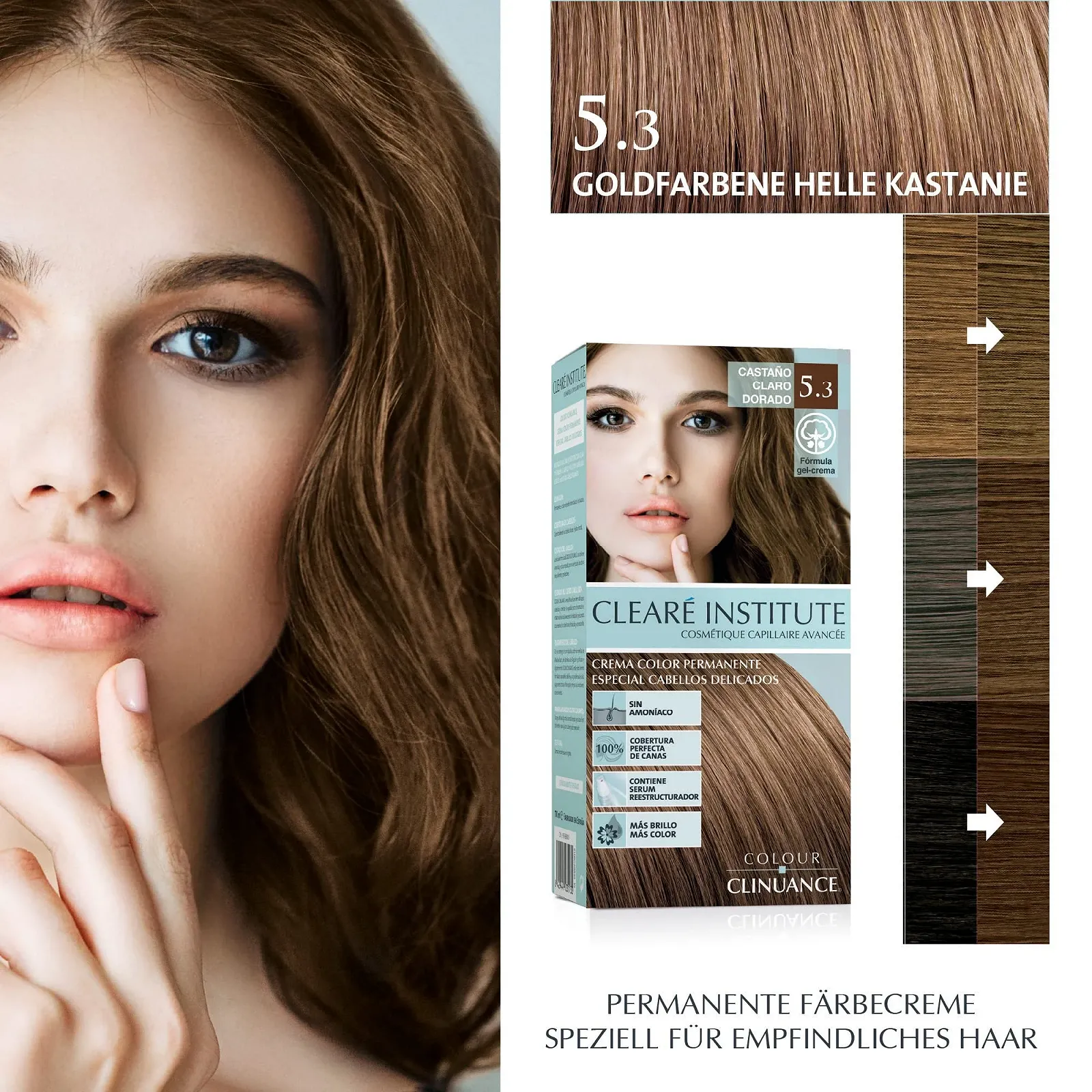 Фарба для волосся Colour Clinuance 5.3 Світло-зотистий коричневий (Упаковка з 2), фото №1