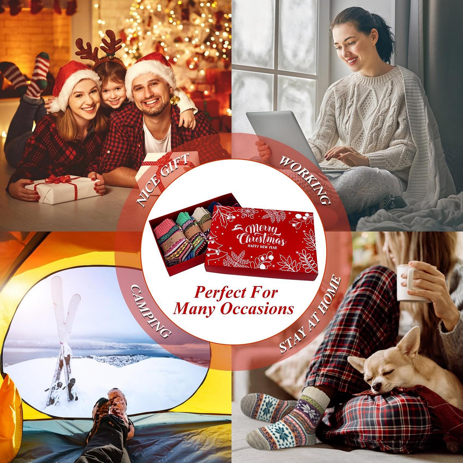 Носки Термоноски из толстой мериносовой шерсти Женские теплые носки Женские Рождественские Зимние Носки для походов на открытом воздухе 36-42, фото №7