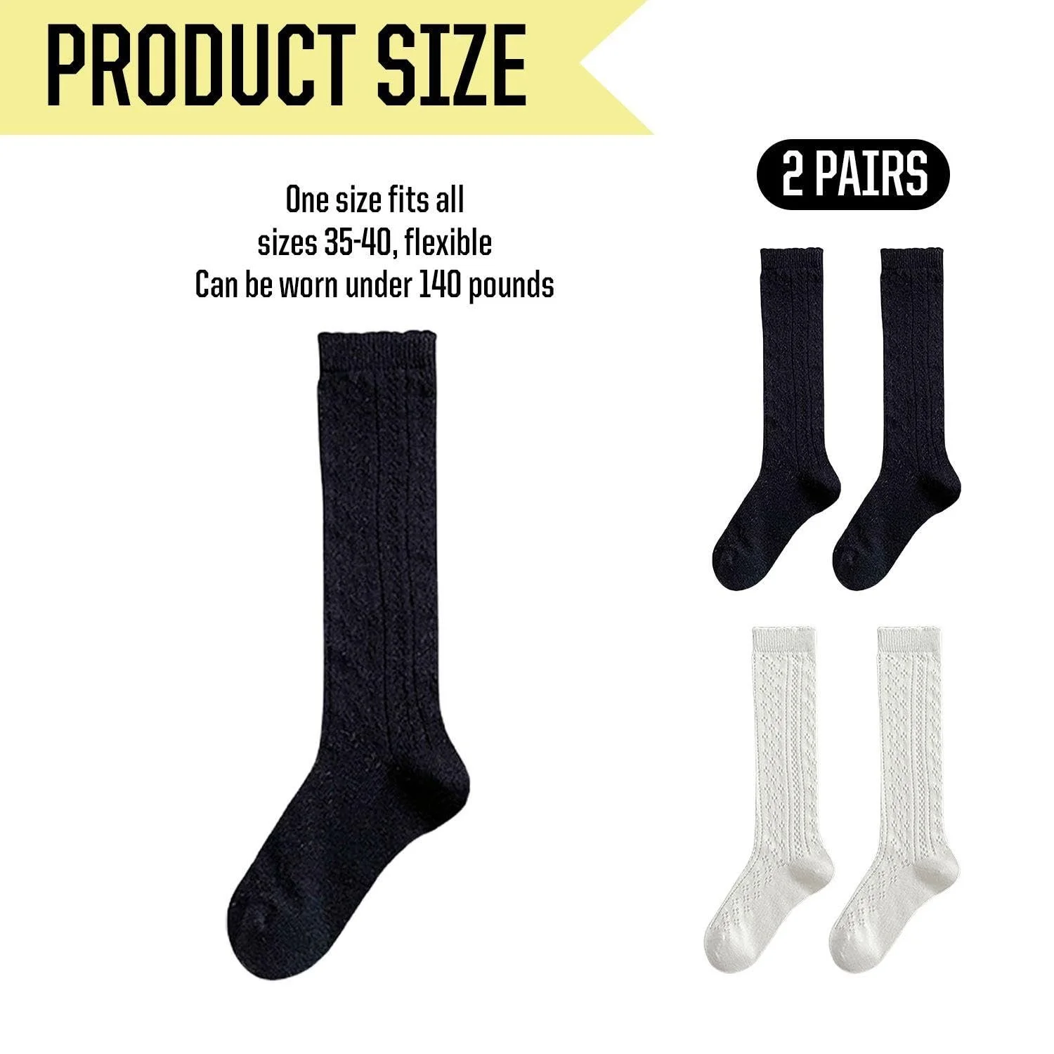 2 пари жіночих гольфів до коліна, жіночі шкарпетки, фото №2