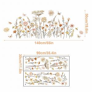 Наклейка на стіну Кульбаби Метелики Квіти Бохо synthetic.ua - Фото 1