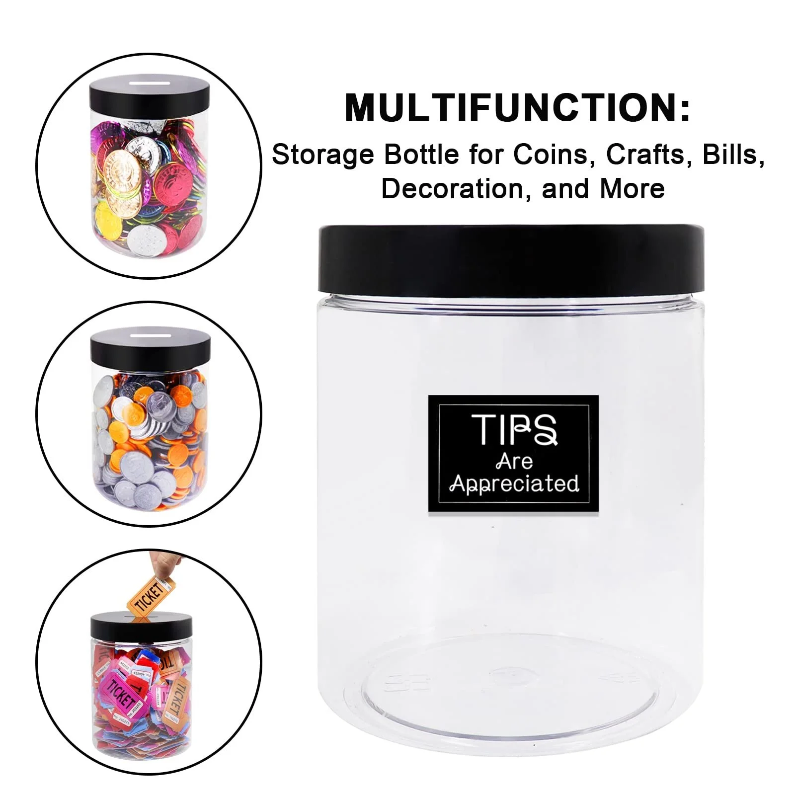 Скарбничка велика прозора пластикова для монет, фото №5