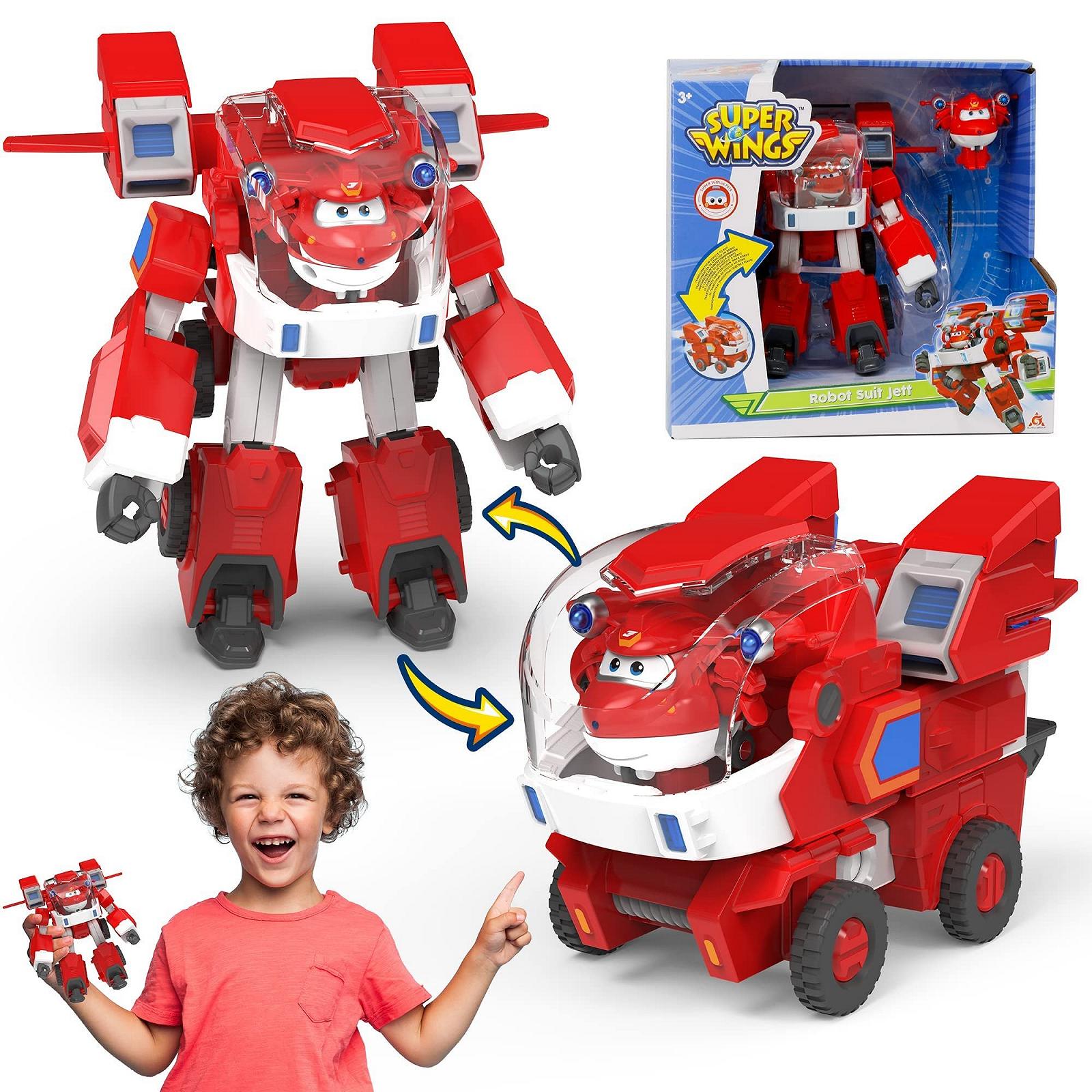 Фигурка-трансформер Super Wings Jett, серия Robot Suit, модель EU750321, красный, 18 см, фото №1