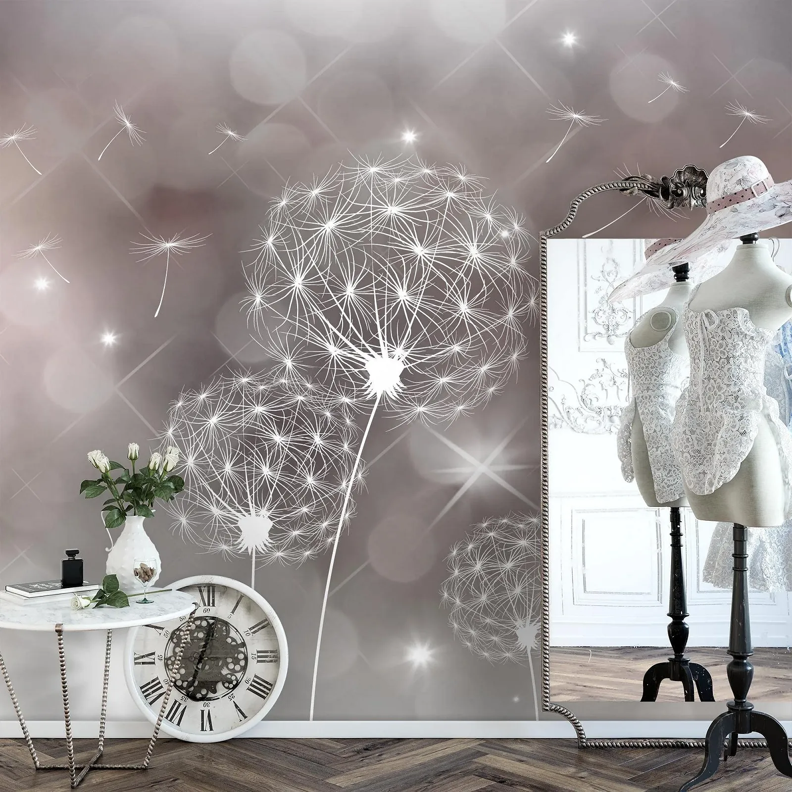 Фотошпалери 9174012a Кульбаба Абстракція 396 x 280 см Флізелінові Сірий, Бежевий, фото №2