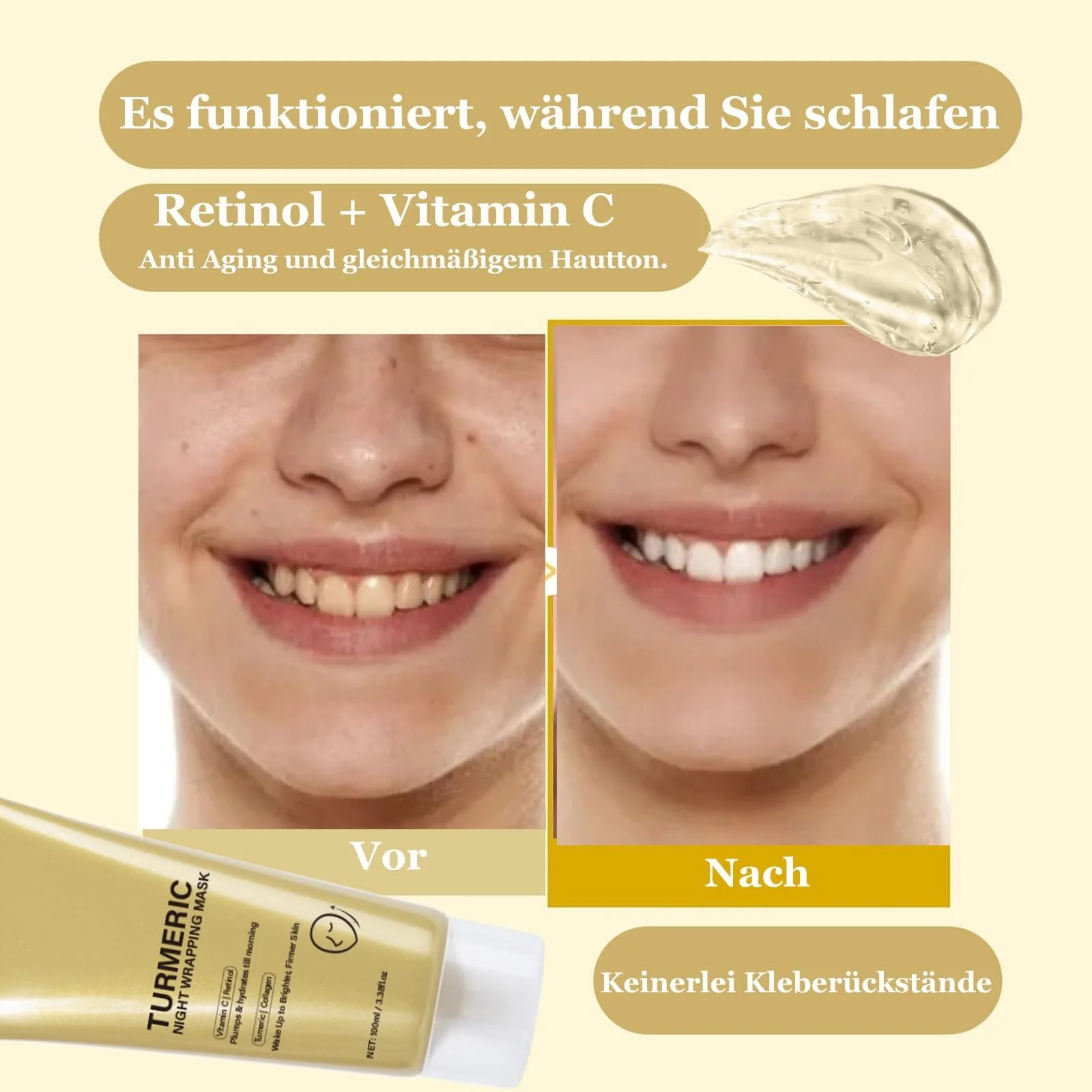 Маска-плівка Soleneva З куркумою, Зміцнююча маска для обличчя з колагеном та вітаміном C, фото №5