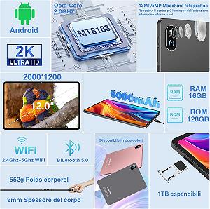 Планшет 12" 2K MEBERRY M8 10+6/128Gb 8 ядер Android 13 8000 mAh Серый synthetic.ua - Фото 1