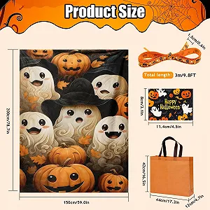 Одеяло Nlqhyrexion Halloween, 150 x 200 см, пушистое, мягкое - подарочный набор с мотивами тыквы и привидения synthetic.ua - Фото 1