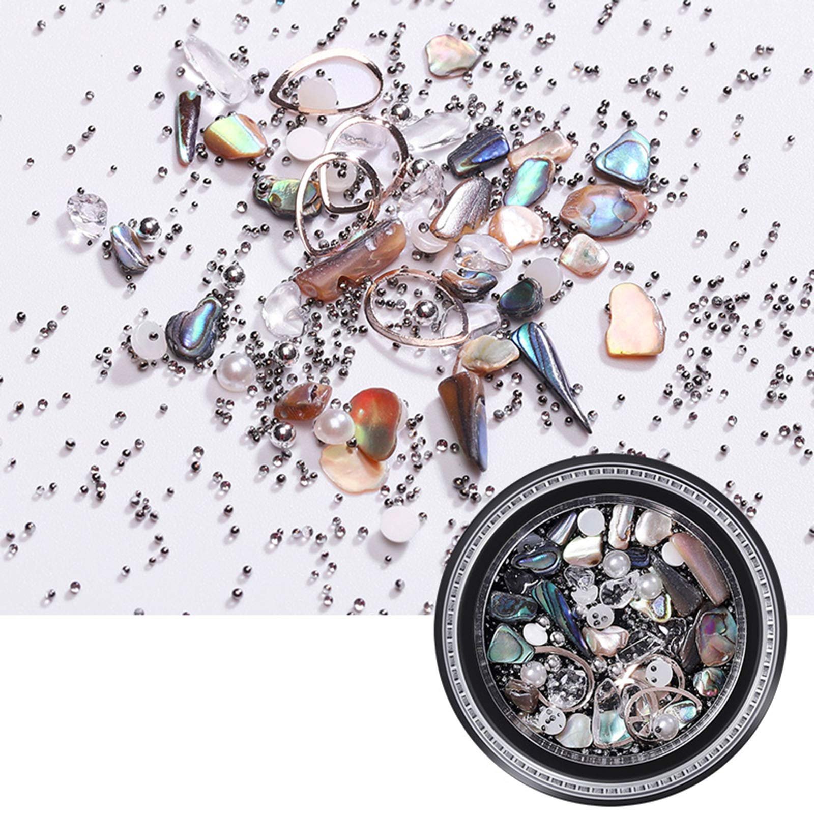 Стрази для нігтів Метал Насипані діаманти Круглі заклепки Мікс кольорів (4 коробки), фото №5