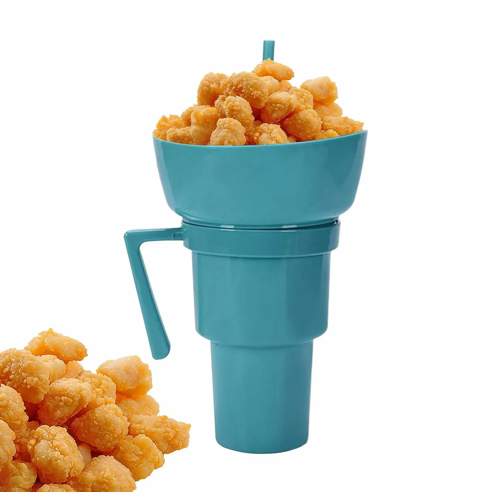 Кухоль-непроливайка з соломинкою Popcorn, контейнер для попкорну з ручкою, фото №1