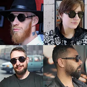 Сонцезахисні окуляри YAMEIZE Вінтажні круглі стімпанк із захистом UV400, металева оправа synthetic.ua - Фото 1