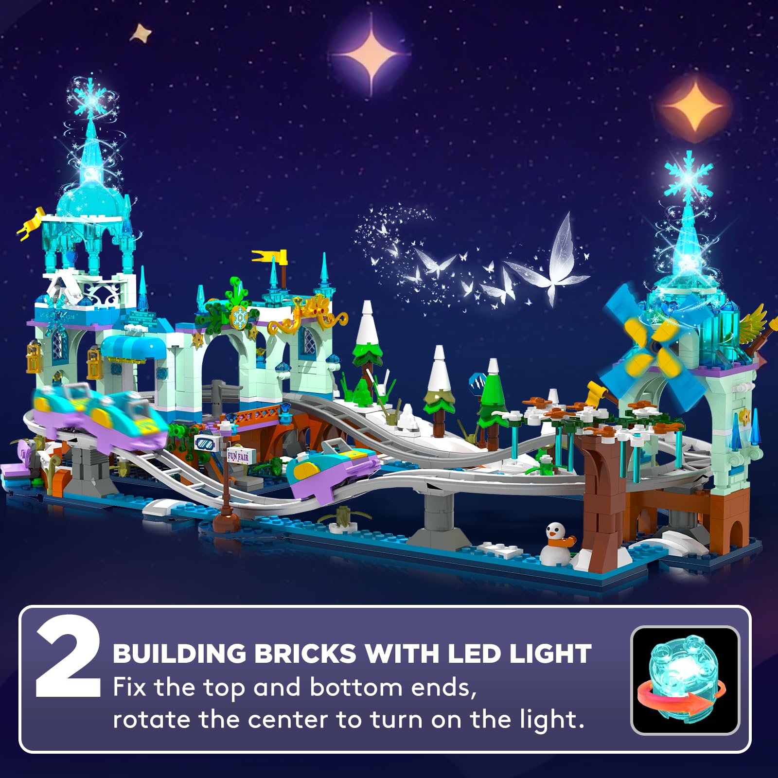 Конструктор CUBIMANA Frozen Roller Coaster с LED-подсветкой 837 деталей, фото №2