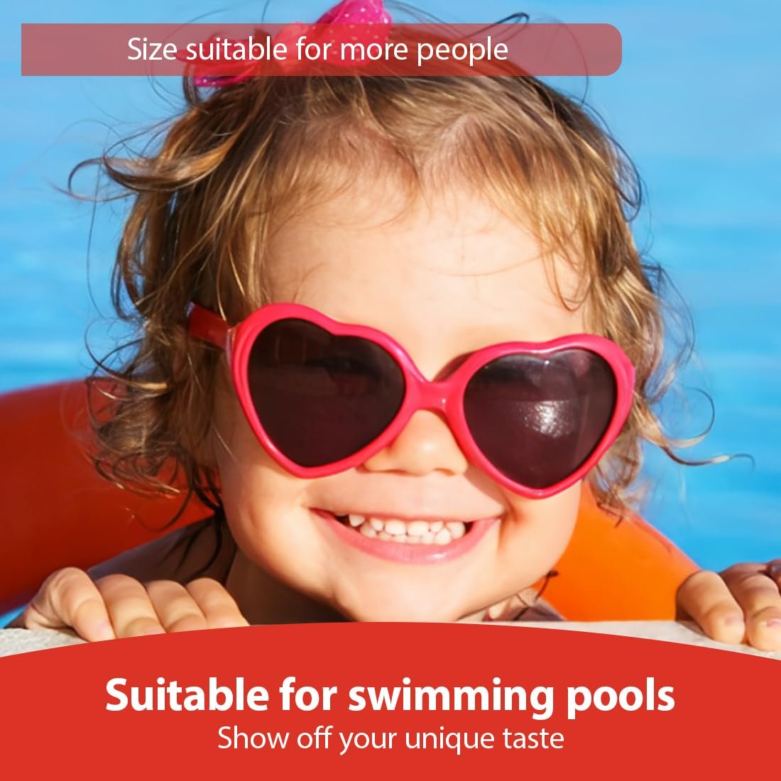 Сонцезахисні окуляри Червоні у формі серця для жінок, фото №5