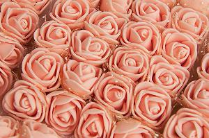 Букет роз из фоамирана с фатином Лентомания 20мм персиковый ROSEFOM20PCH - Фото 1