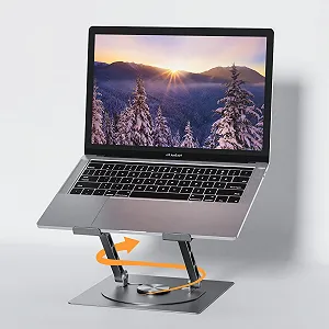 Подставка для ноутбука Shefor, вращающееся основание 360

, регулируемая по высоте, прочная алюминиевая подставка для ноутбука, эргономичная подставка для ноутбука, совместима с ноутбуками (10-17 дюймов) MacBook Pro Air, Lenovo - Фото 1