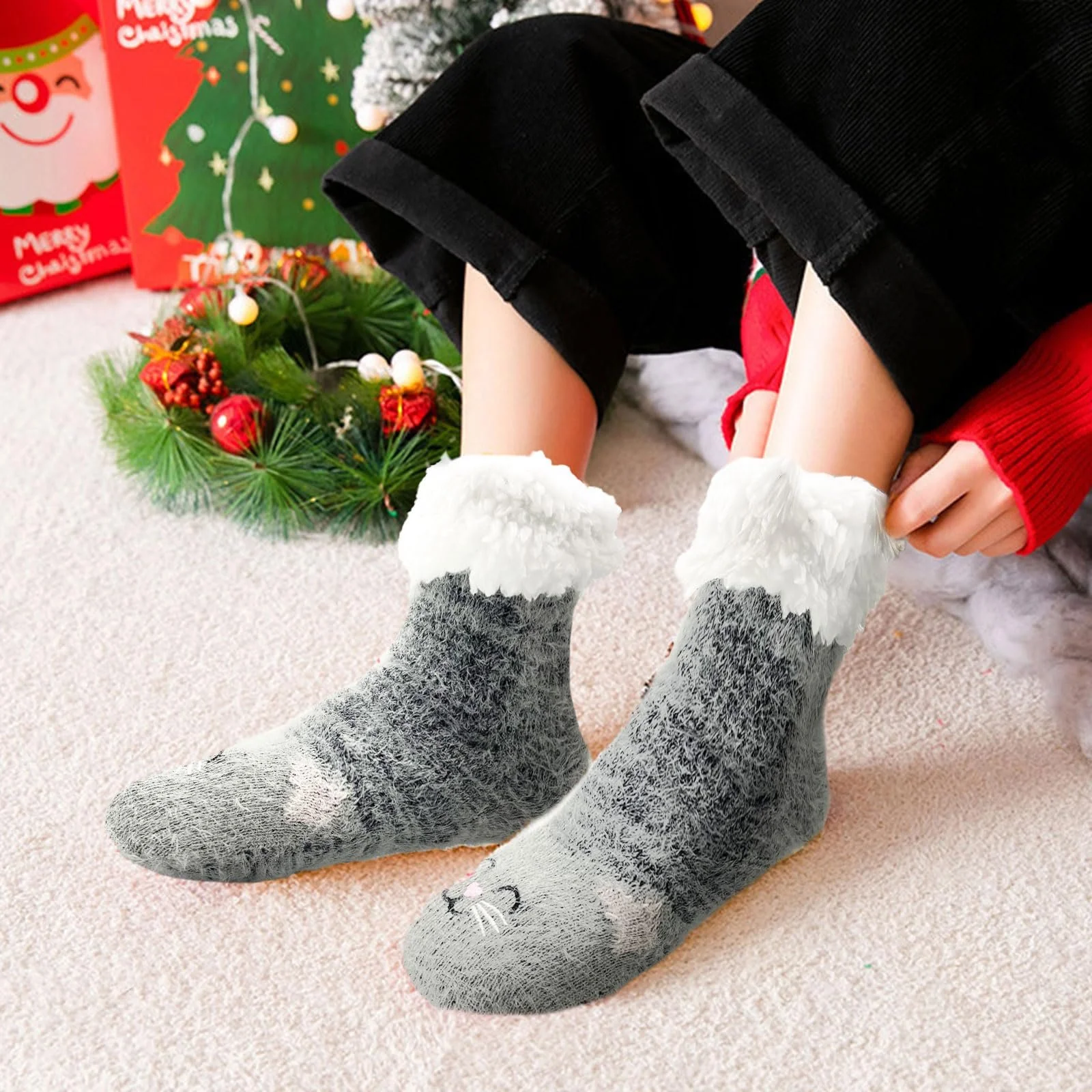 Домашні шкарпетки для жінок з флісовою підкладкою, фото №6