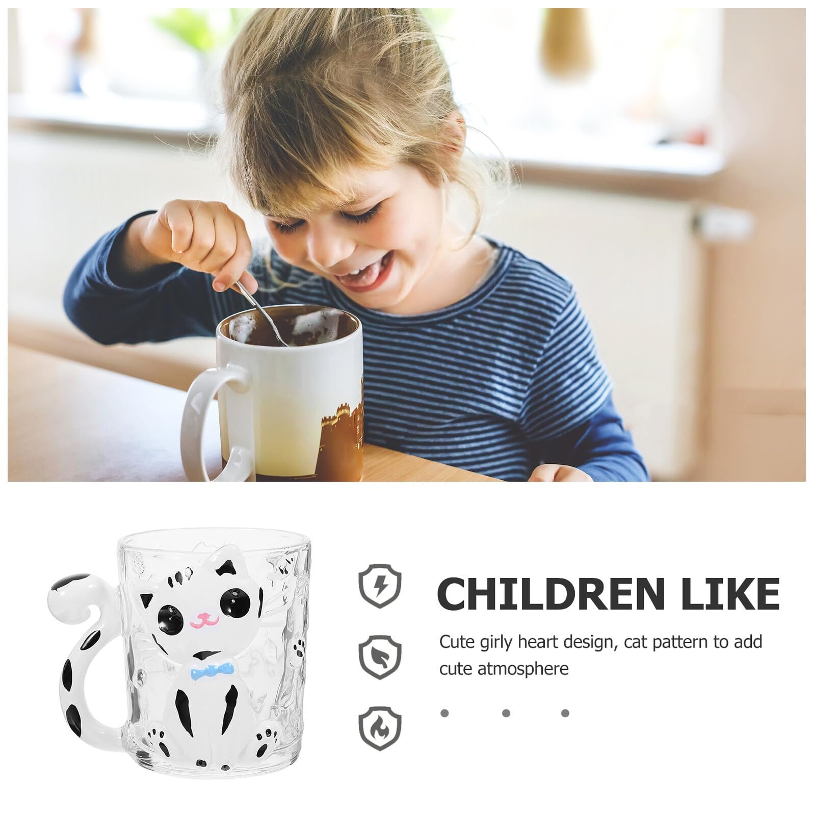 Кухоль Toyvian Скляний, розписаний вручну, з милим котячим малюнком, фото №7 Кухоль Toyvian Скляний, розписаний вручну, з милим котячим малюнком, фото №7