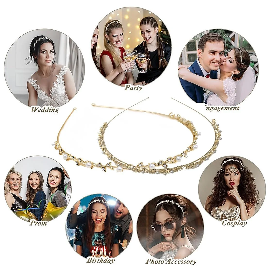 Набір з 2 весільних обручів для волосся, фото №6