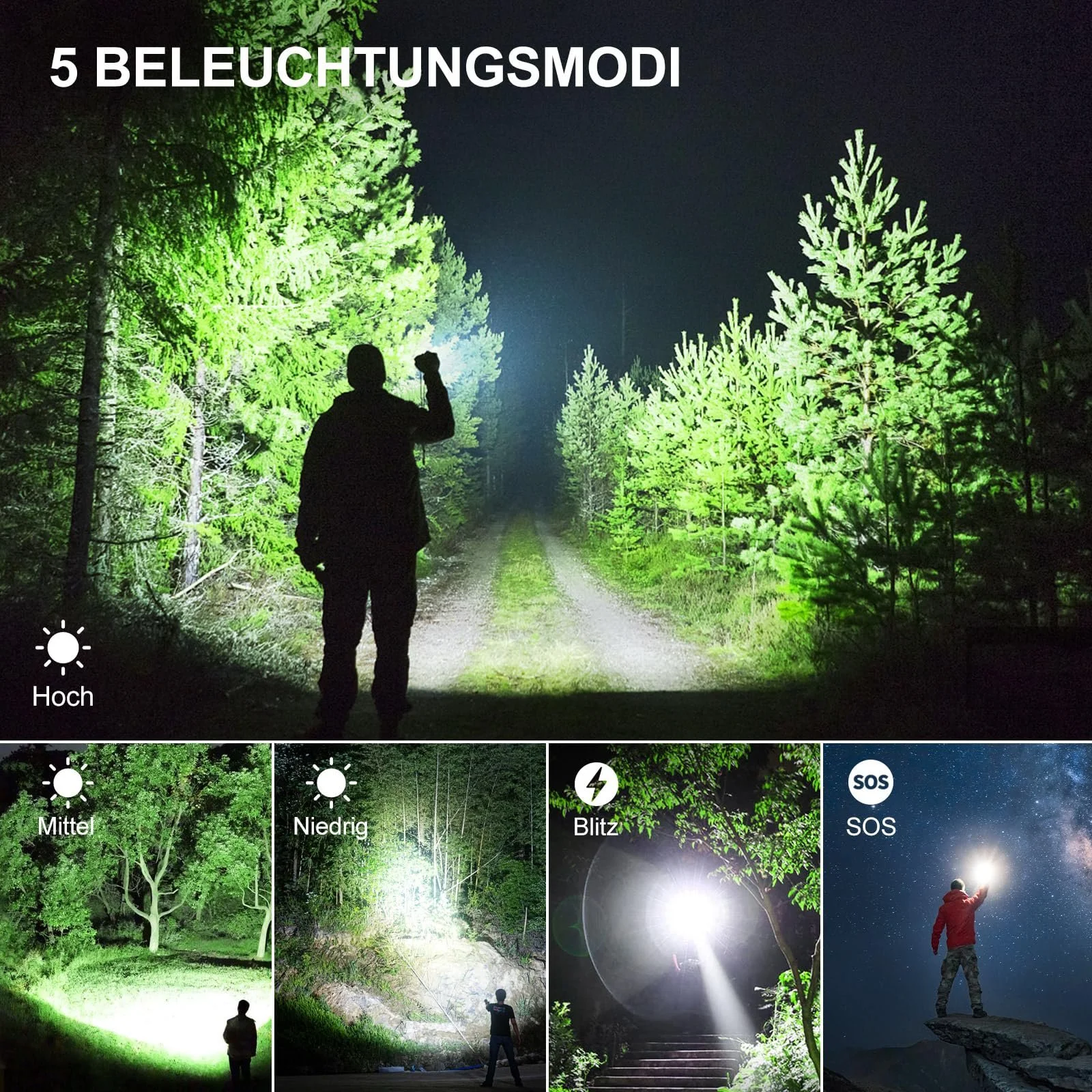 Фонарь LED Аккумуляторный 1000000 люмен, 5 режимов, IPX6 водонепроницаемый, фото №5 Фонарь LED Аккумуляторный 1000000 люмен, 5 режимов, IPX6 водонепроницаемый, фото №5