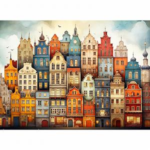 Класичний пазл MISITU Coloured House 1000 деталей для дорослих та дітей від 14 років - Фото 1