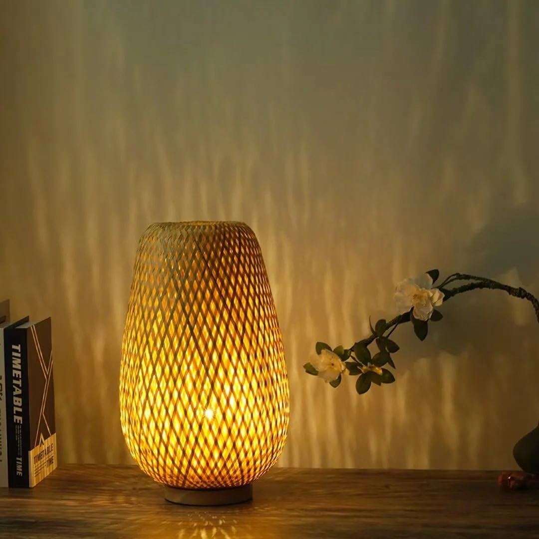 Настільна лампа Bamboo Fabric Zen Style бамбуковий абажур, фото №7