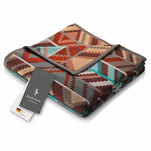 Плед Biederlack Fluffy Cuddly Ethnic Prism I Сделано в Германии I Oeko-Tex Made in Green I Плед из хлопковой смеси в этническом стиле I Плед для дивана 150 x 200 см I Экологически чистое производство - Фото 1