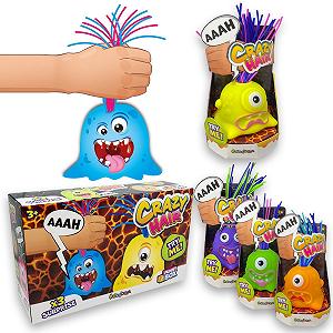 Игрушка-монстр SBABAM Funny Box Crazy Hair, с разноцветными волосами, издает забавные звуки, в комплекте батарейки, 3 шт. - Фото 1