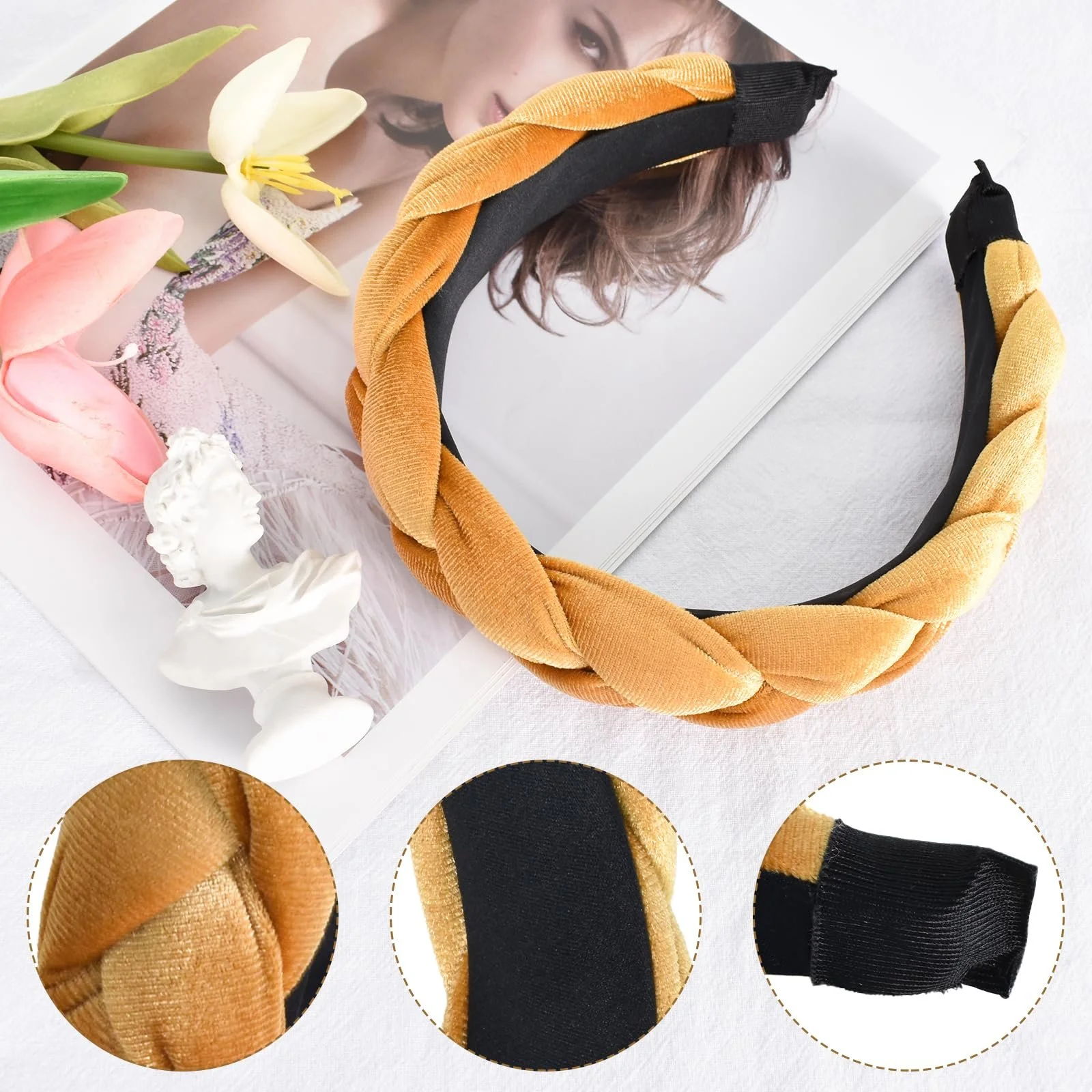 Обруч для волосся плетений, Оксамитова, фото №3