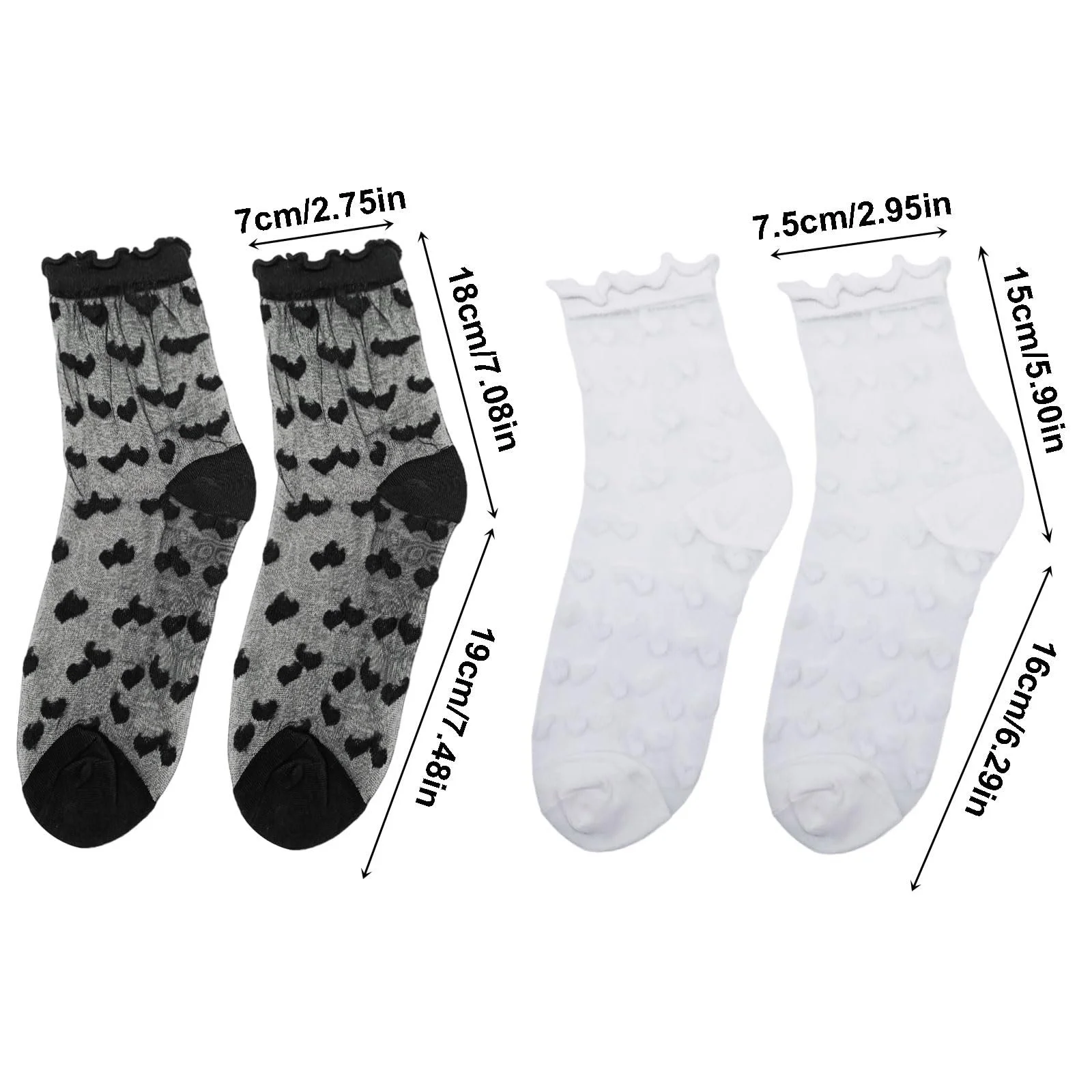 Прозорі шкарпетки з рюшами для жінок, 8 пар, фото №2 Прозорі шкарпетки з рюшами для жінок, 8 пар, фото №2