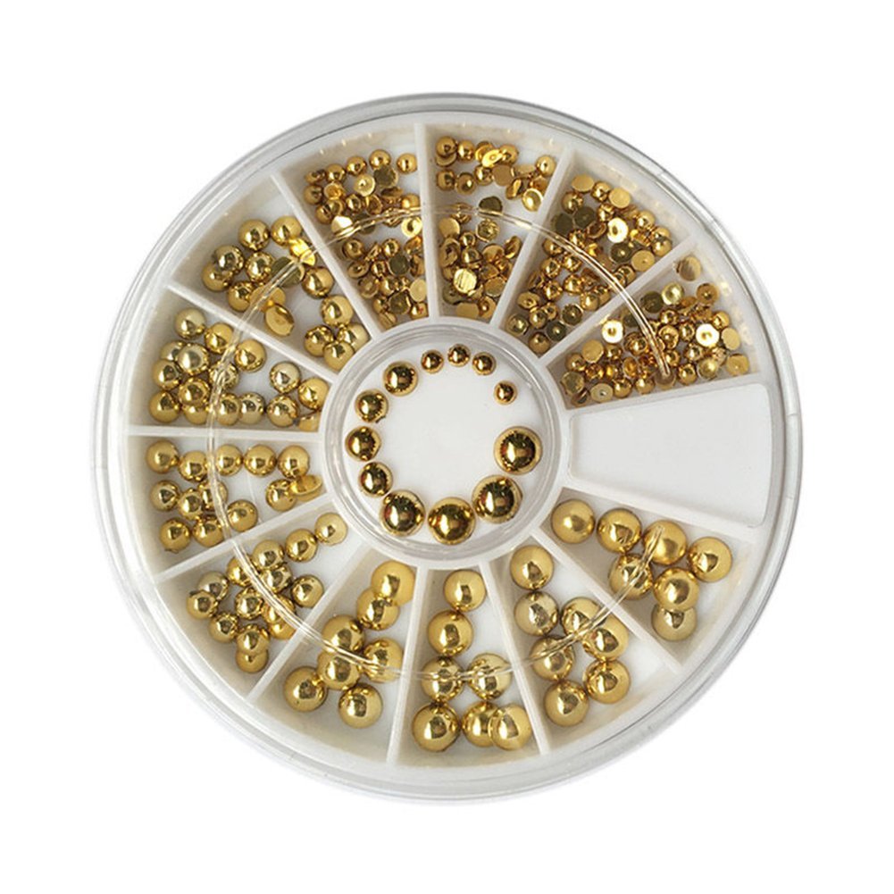 Украшения для ногтей 3D Золото Микс 2/3/4 мм Стразы Плоские бусины, фото №2