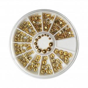 Украшения для ногтей 3D Золото Микс 2/3/4 мм Стразы Плоские бусины synthetic.ua - Фото 1