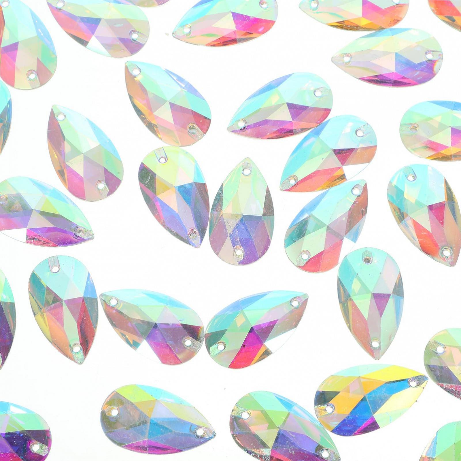 Краплі Смолисті Кришталі Набір з Бісеру Плоска Задня Частина Стрази для Костюмів 17 x 28 мм, 3 набори по 50 штук, фото №5