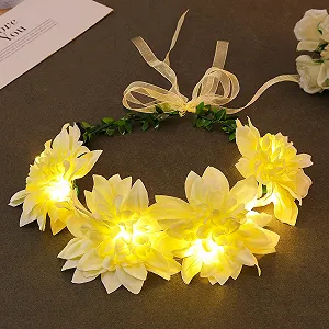 Вінок для волосся з LED підсвічуванням Квітка Жовтий - Фото 1