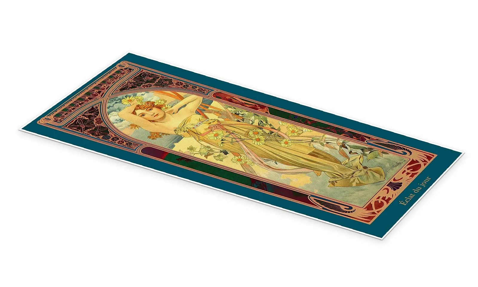 Постер Alfons Mucha The Four Times of the Day (Éclat du jour) 40 x 100 см Petrol, фото №2