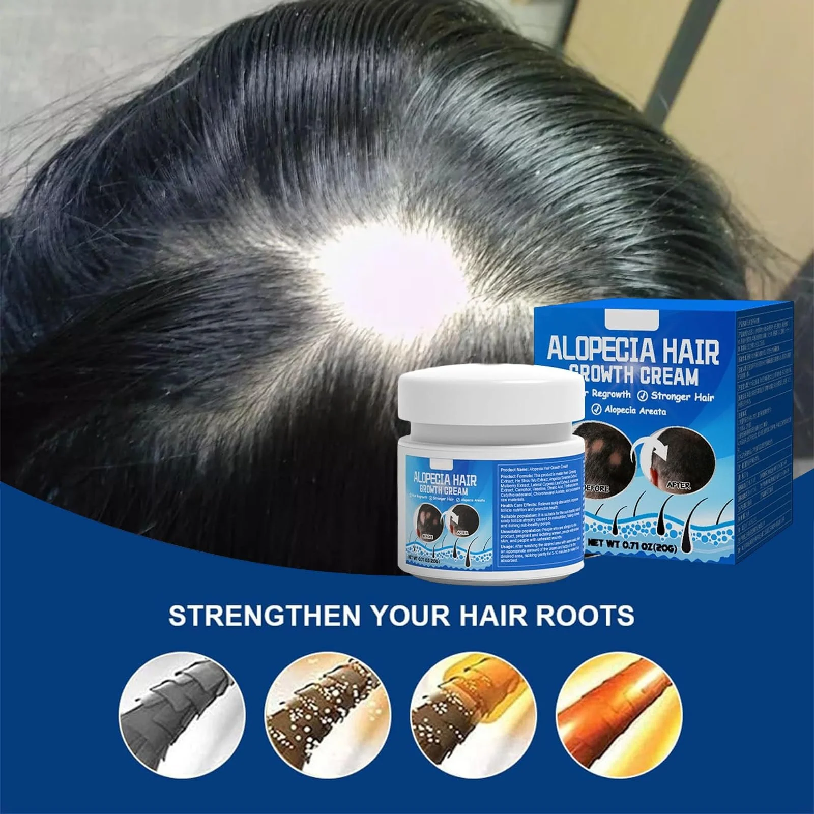 Крем для росту волосся, крем проти випадіння волосся, 20 г, фото №3 Крем для росту волосся, крем проти випадіння волосся, 20 г, фото №3