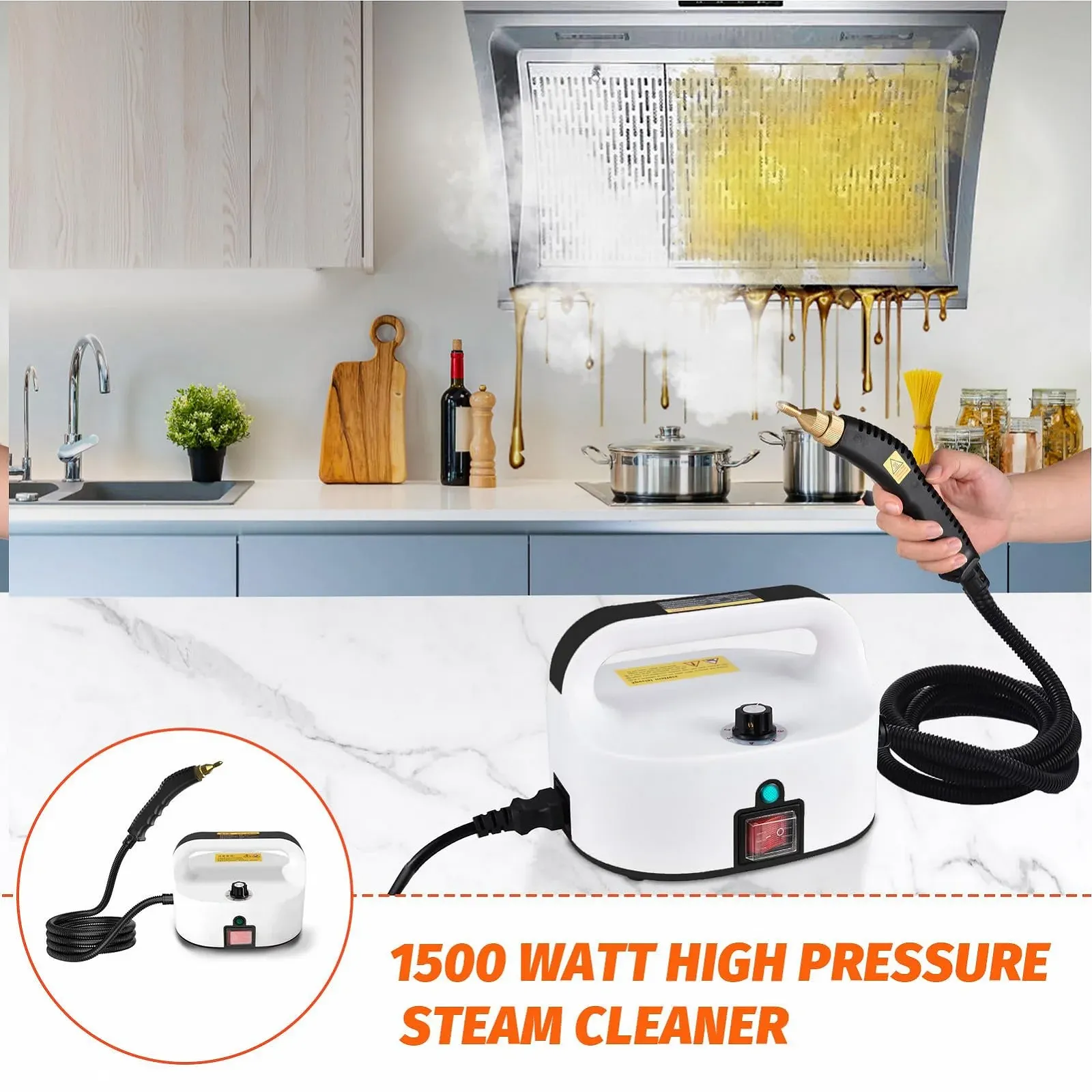 Пароочисник без бака 1500 Вт 100 °C 6 рівнів портативний, фото №6