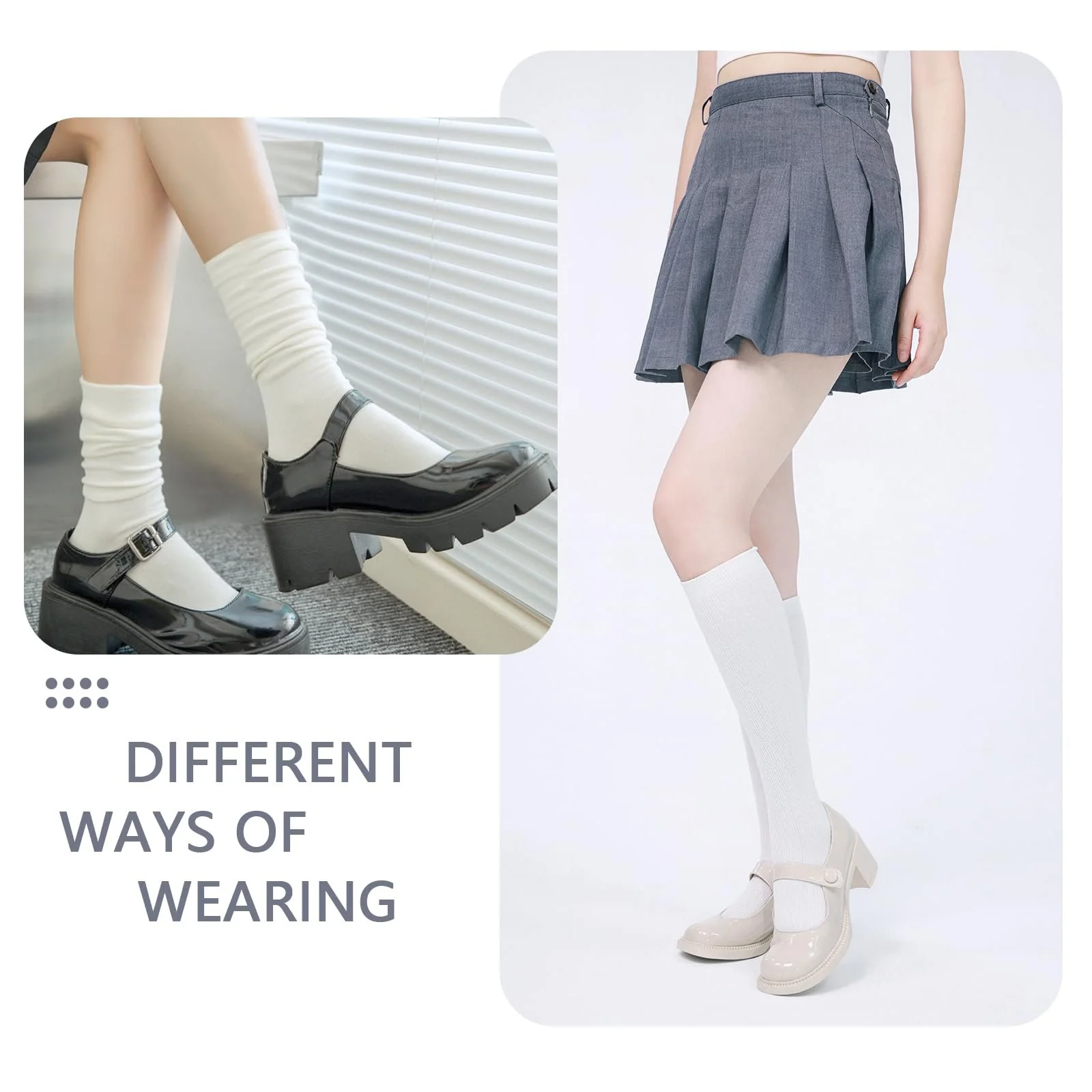 3 пари жіночих гольфів до коліна Білий, фото №7 3 пари жіночих гольфів до коліна Білий, фото №7