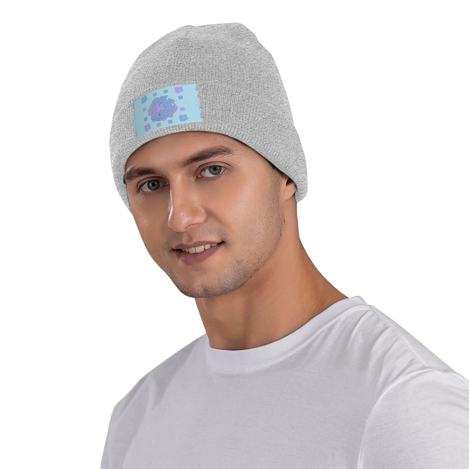 Вязаная шапка BROLEO Yaxianmu с цветочным узором, черная, фото №4