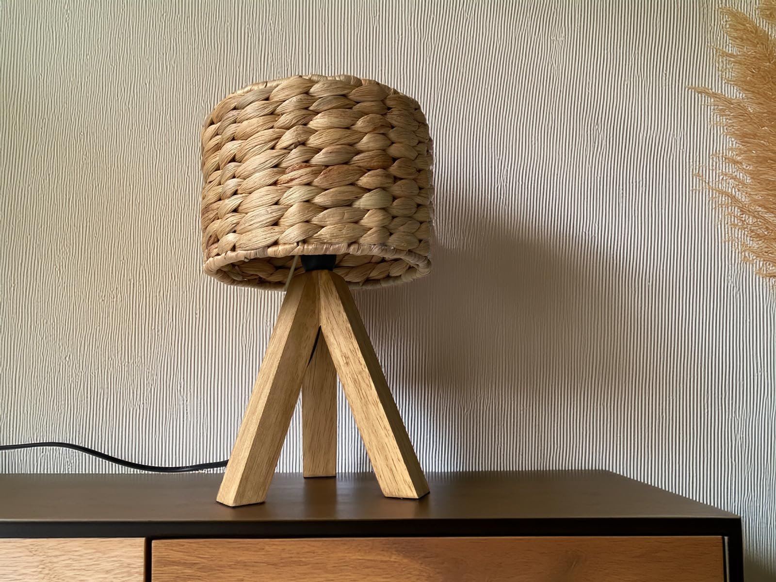 Настільна лампа meineWunschleuchte Тринога з абажуром із водяного гіацинта 26 см Small, фото №7