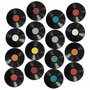 Декоративні наклейки на стіну HOMSFOU Вінілові платівки Ретро 16 штук - Фото 1