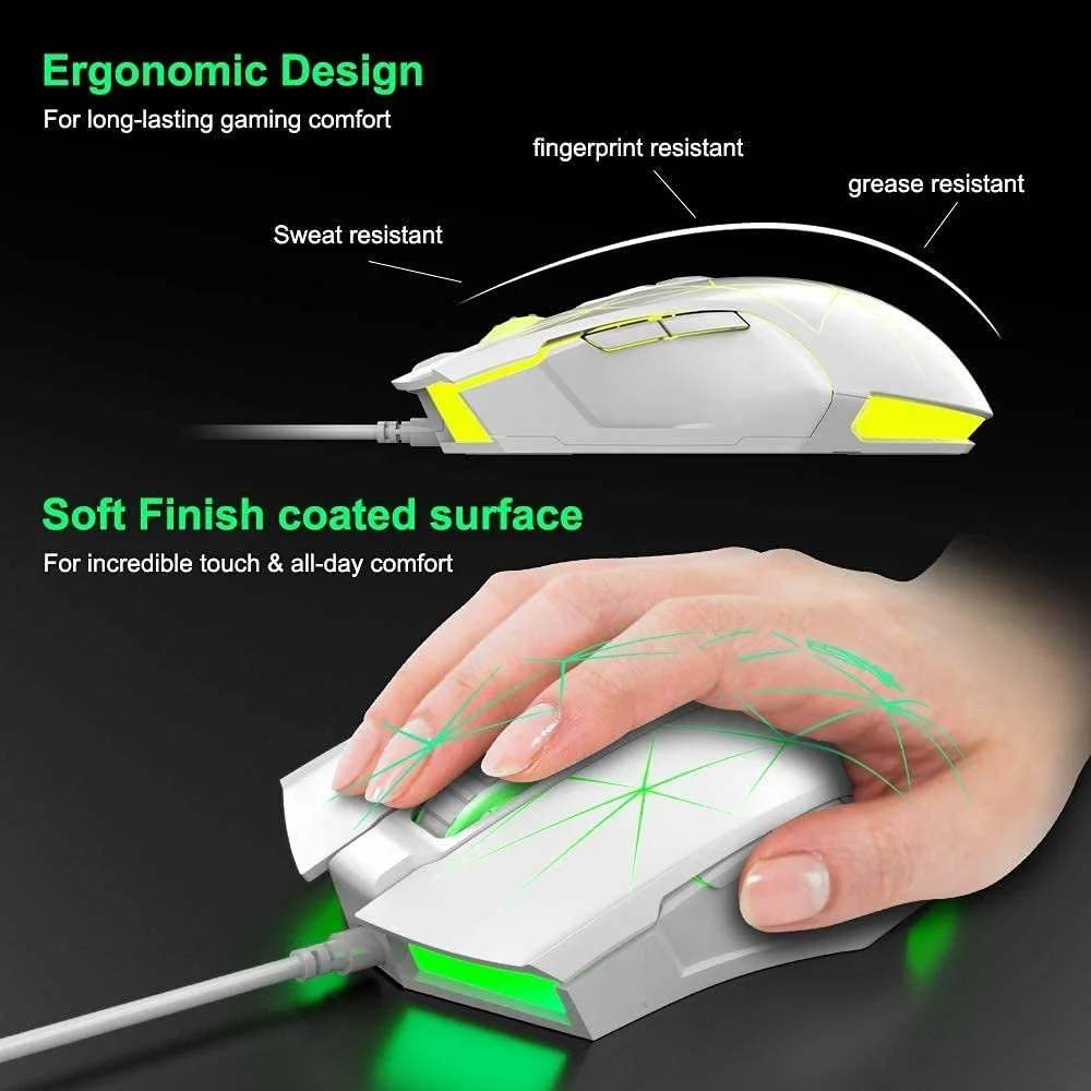 Проводная игровая мышь RGB, 7 кнопок, 2500 DPI, эргономичная светодиодная подсветка, USB, для геймеров, компьютер, ноутбук, ПК, для Windows, Mac OS, Linux - Star White, фото №3 Проводная игровая мышь RGB, 7 кнопок, 2500 DPI, эргономичная светодиодная подсветка, USB, для геймеров, компьютер, ноутбук, ПК, для Windows, Mac OS, Linux - Star White, фото №3