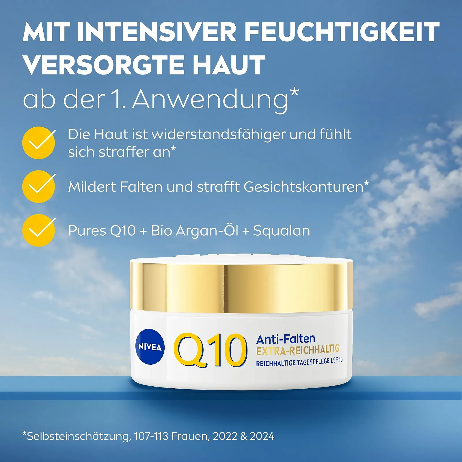 Денний крем для обличчя NIVEA Q10 Anti-Wrinkle зміцнюючий з аргановою олією та скваланом SPF 15 (50 мл), фото №2
