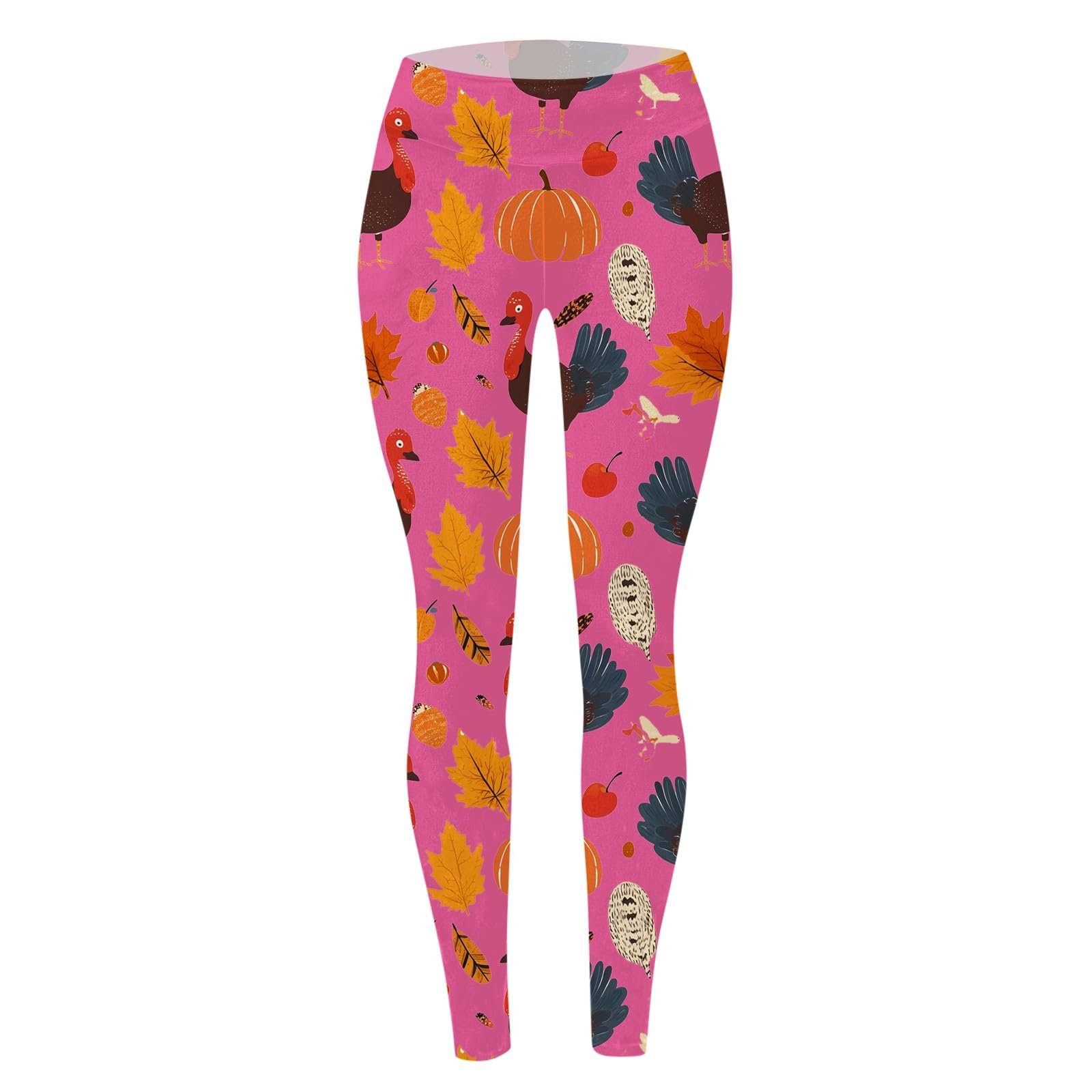 Леггинсы Спортивные Generisch 32 Thanksgiving Turkey Pumpkin Maple Print с высокой талиейДля женщин, фото №4