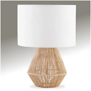 Настільна лампа tectake Boho Style з джуту вінтажна з тканинним абажуром діаметр 32 см E27 - Фото 1