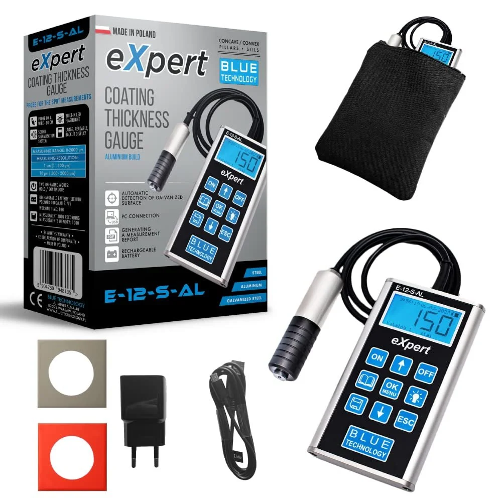 Толщиномер краски Blue Technology E-12-S-AL eXpert Черный/Серебряный, фото №1