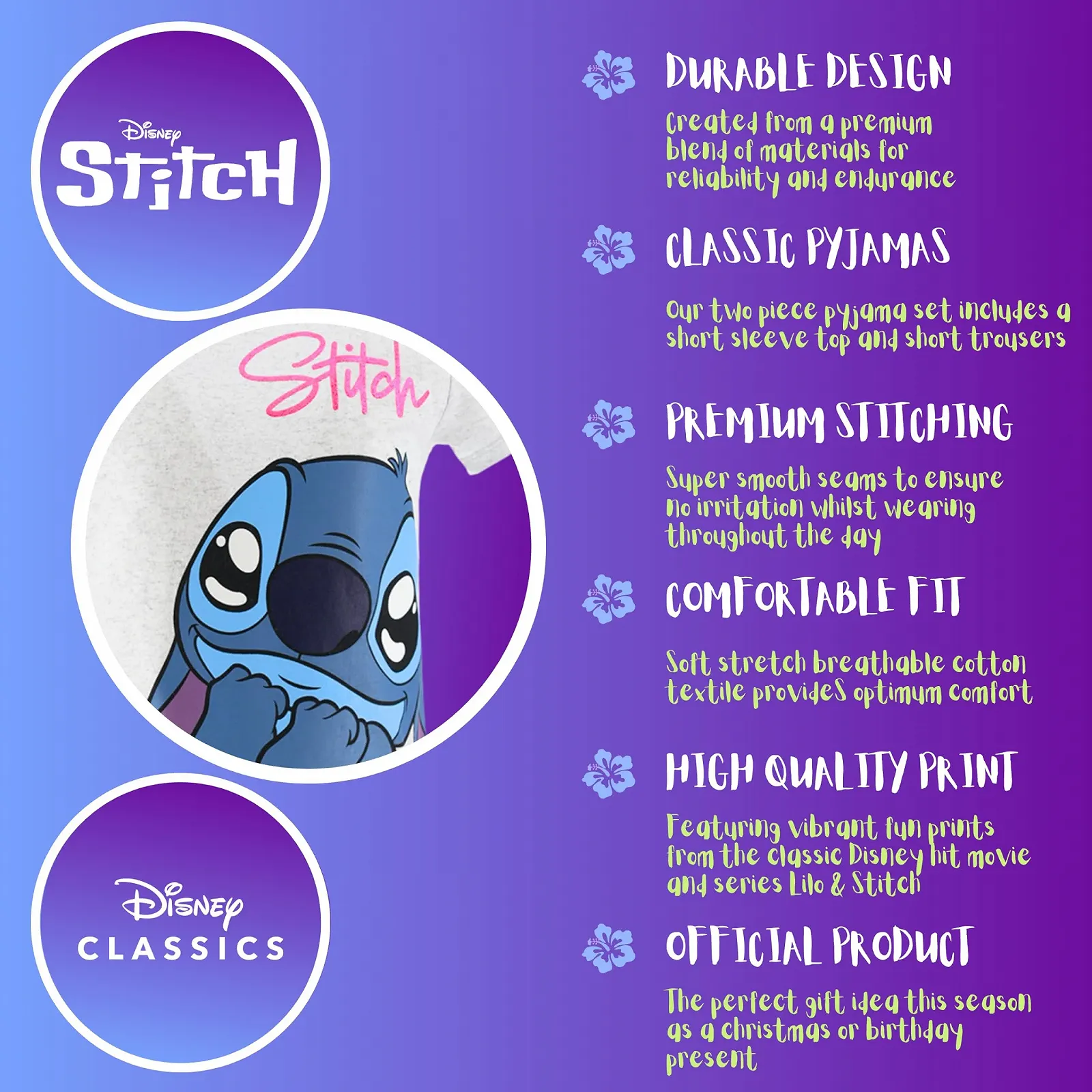 Піжама Disney Stitch, комплект з футболки та шортів, дизайн Stitch, для дівчат, фото №4 Піжама Disney Stitch, комплект з футболки та шортів, дизайн Stitch, для дівчат, фото №4